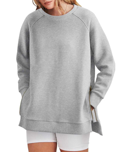 Kate – Sleek Zippered Tunic Sweatshirt
