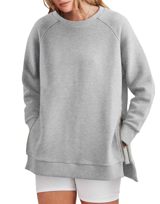 Kate – Sleek Zippered Tunic Sweatshirt