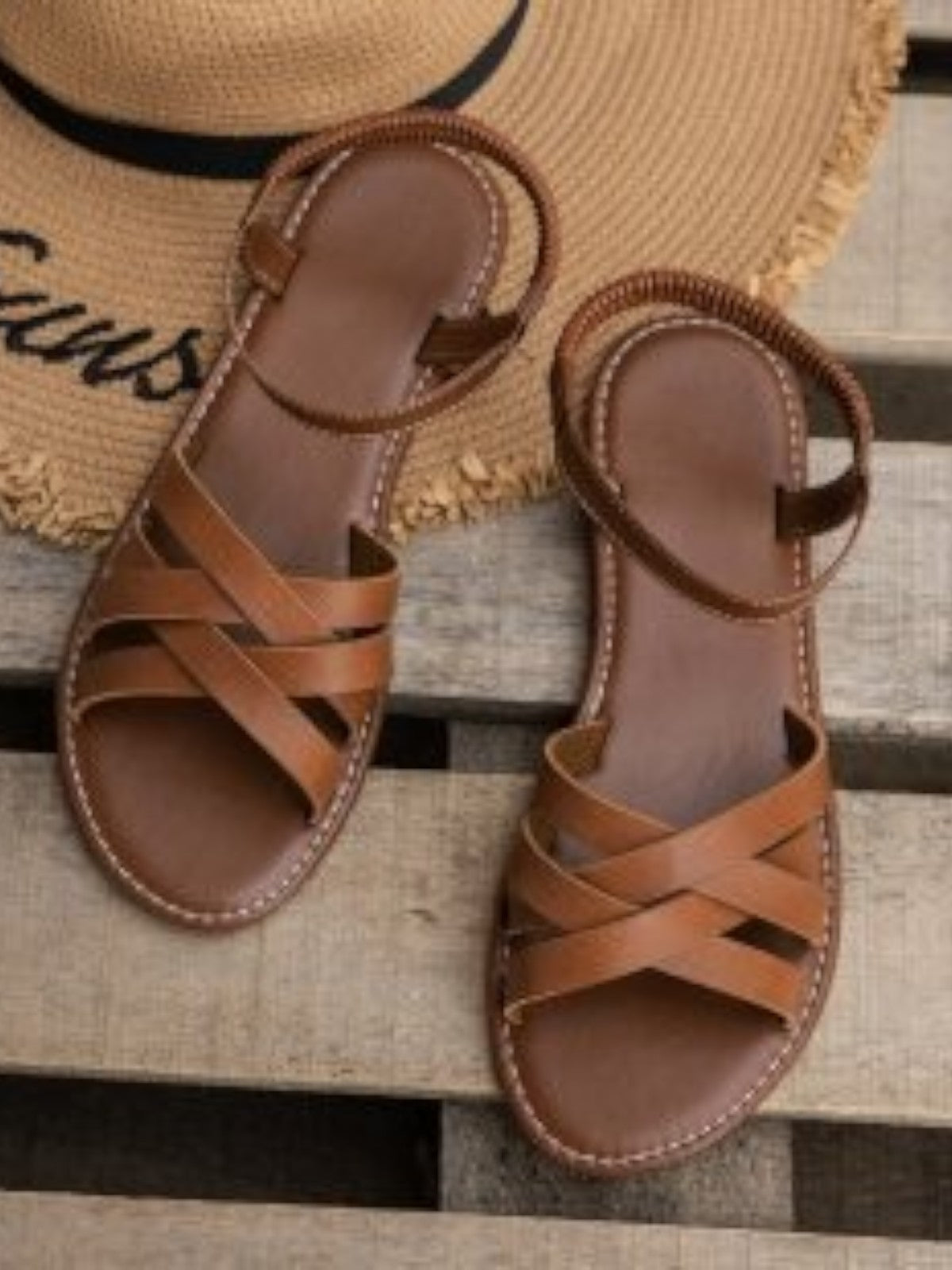 Siena – Elastic Cross-Strap Sandals