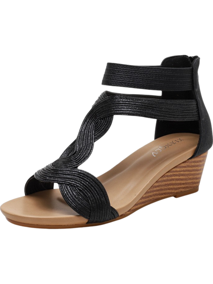 Renée – Back-Zip Wedge Sandals