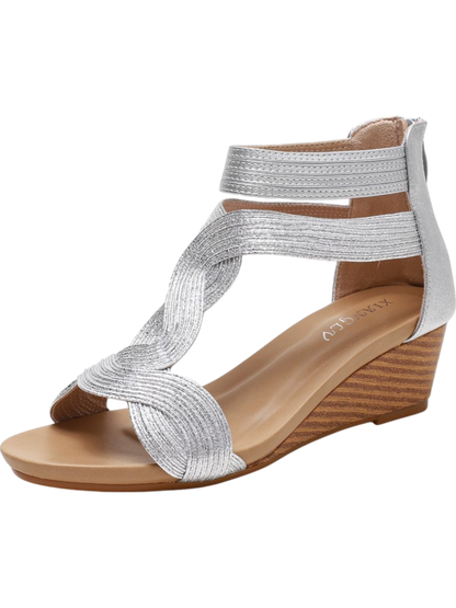 Renée – Back-Zip Wedge Sandals