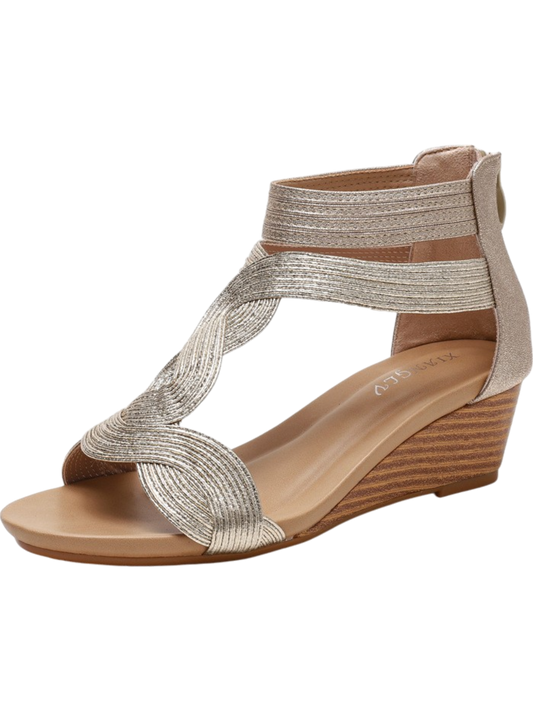 Renée – Back-Zip Wedge Sandals