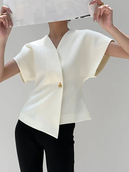 Lucy – Structured V-Neck Blouse