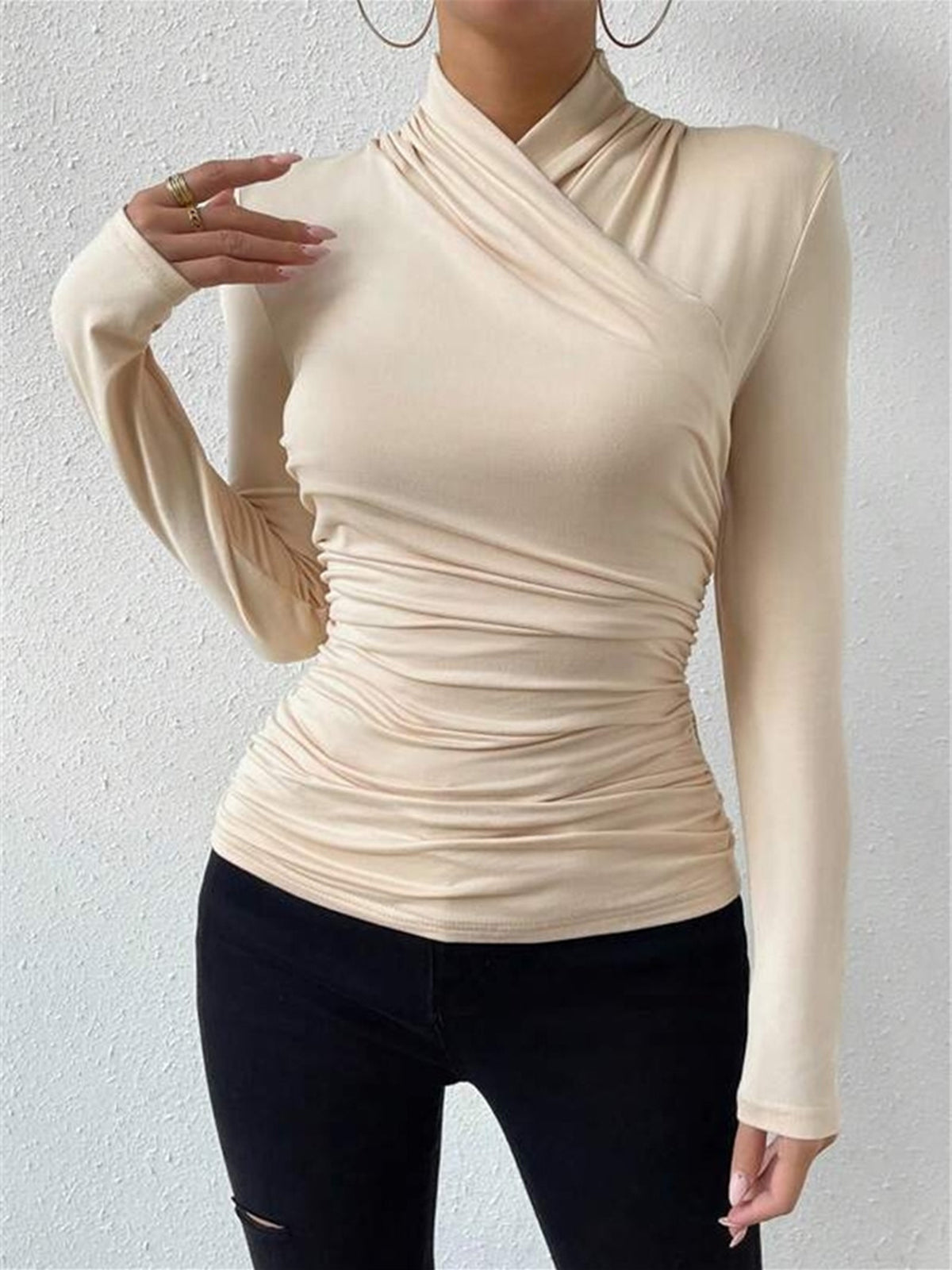 Mariana – Draped Long Sleeve Top