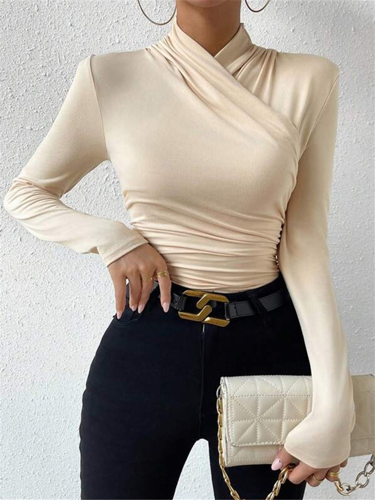 Mariana – Draped Long Sleeve Top