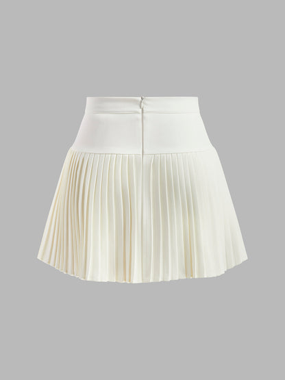 Fariel – Metal Letter Pleated Mini Skirt