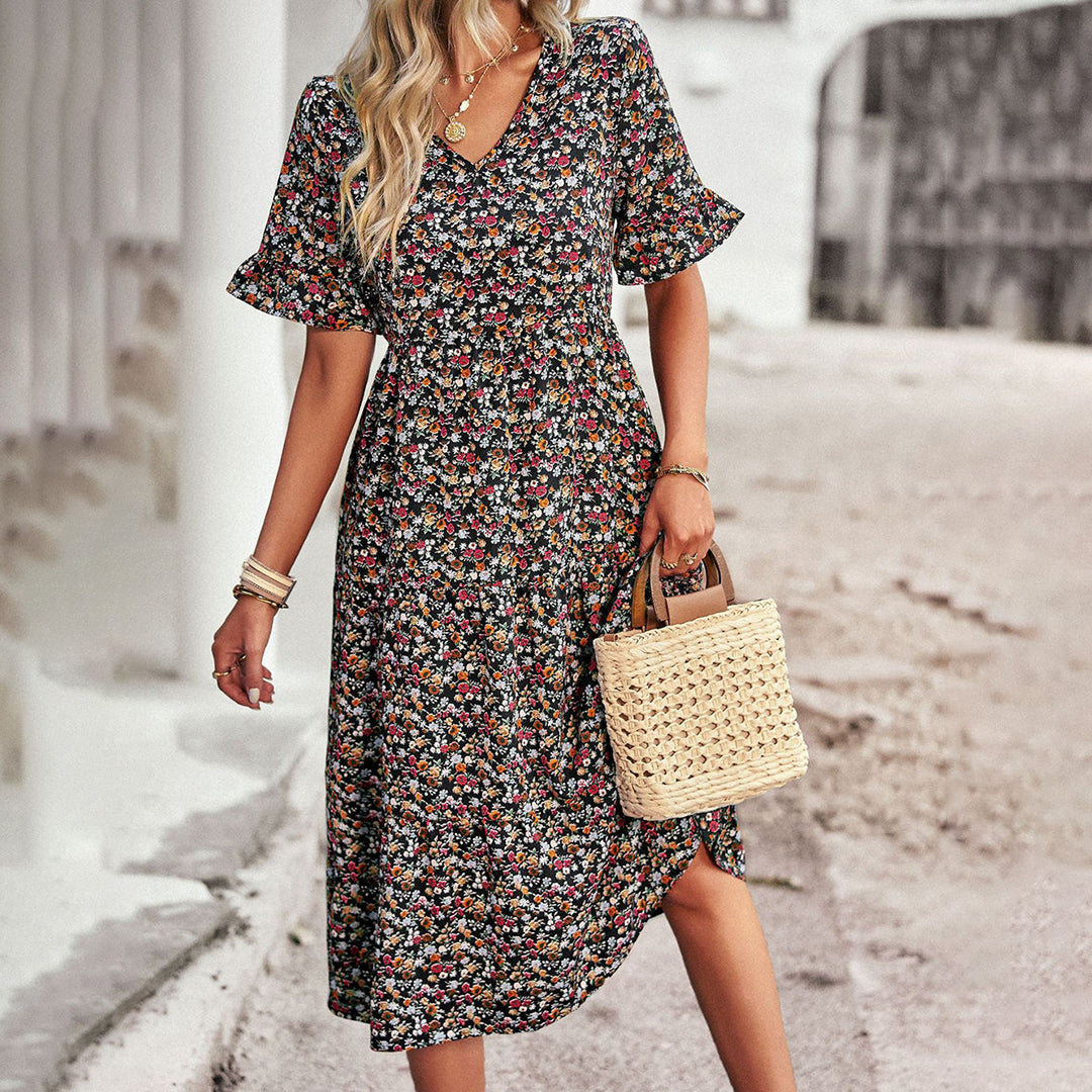 Harley – Floral  Boho Midi Dress