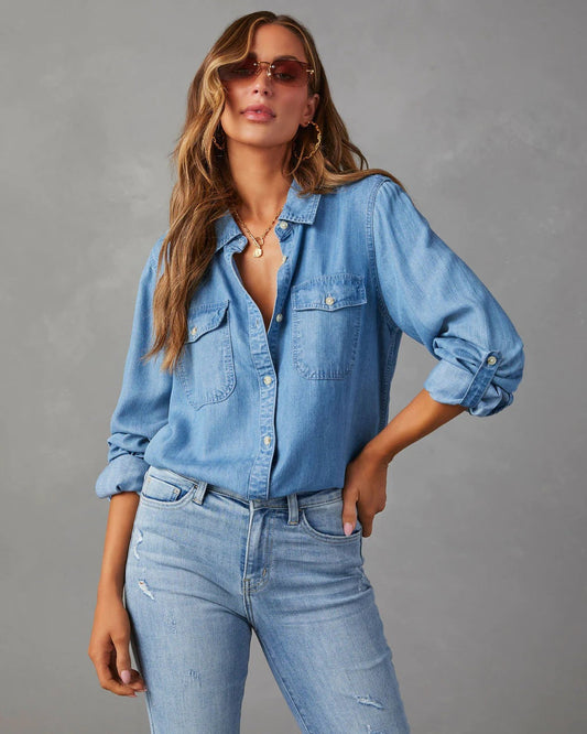 Emma – Denim Button-Up Blouse