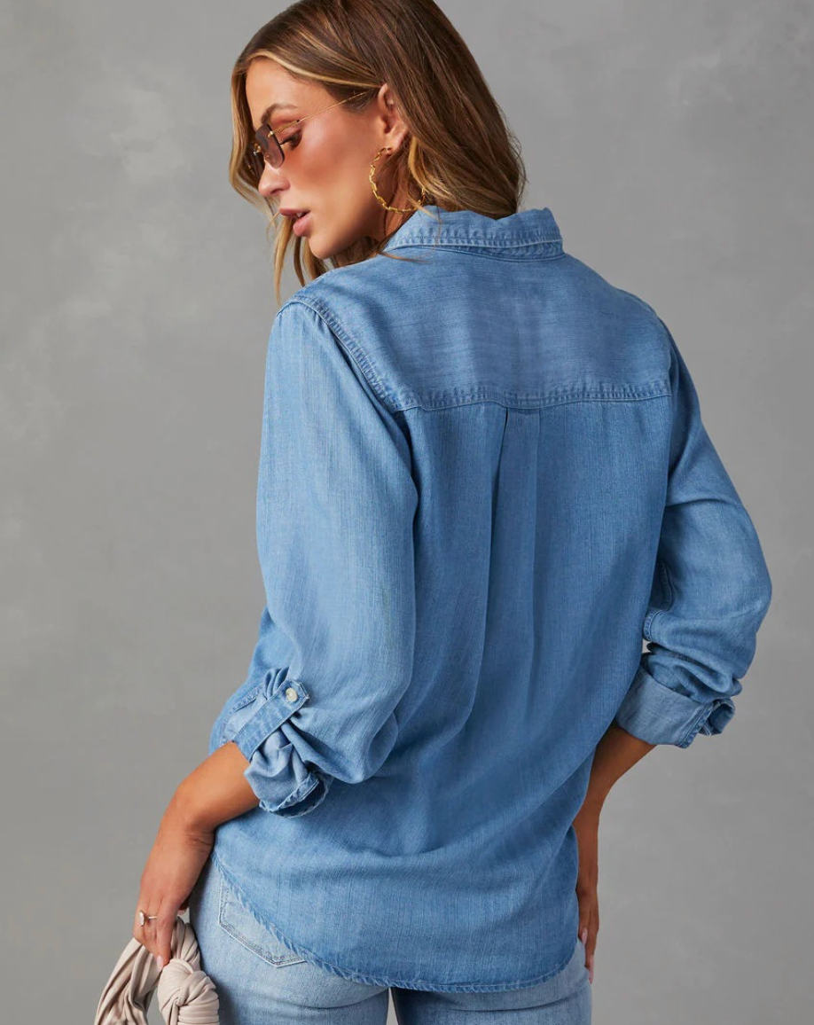 Emma – Denim Button-Up Blouse