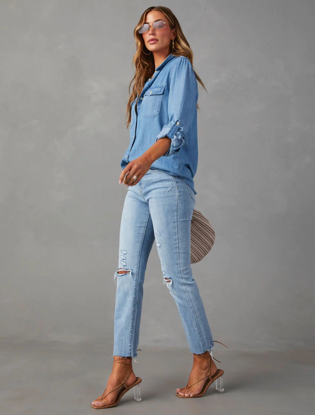 Emma – Denim Button-Up Blouse