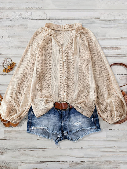 Gwen – Vintage V-Neck Lace Blouse