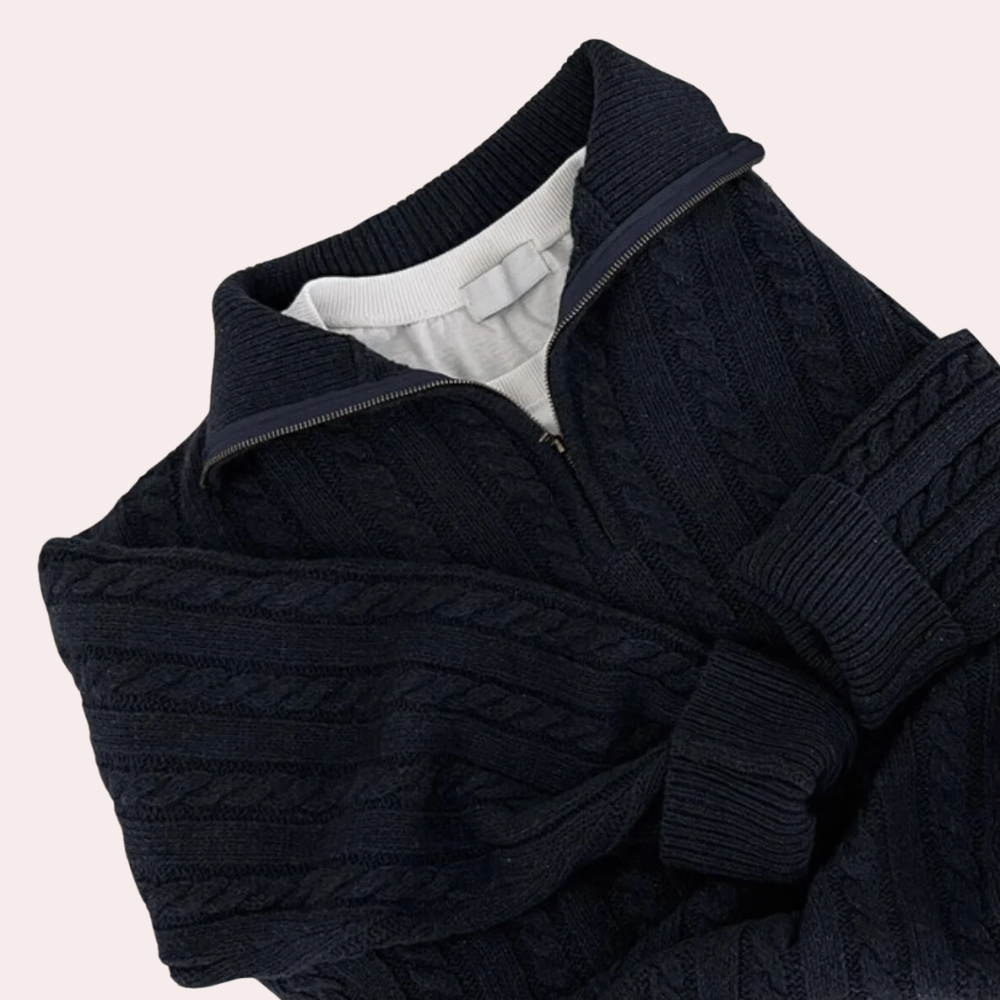 Stella – Cable Knit Zip-Up Sweater