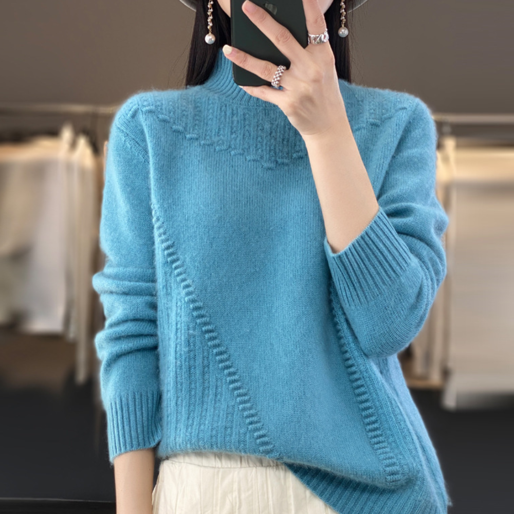 Amira –  Diagonal Stitch Knit Sweater