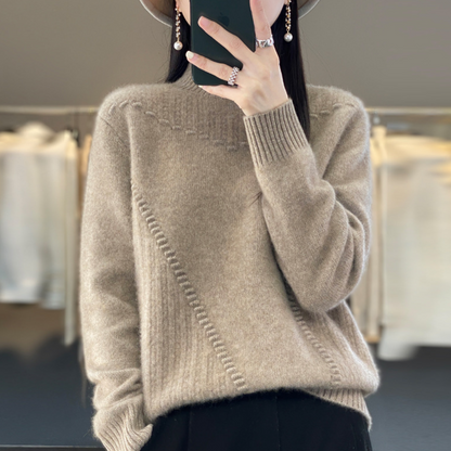 Amira –  Diagonal Stitch Knit Sweater