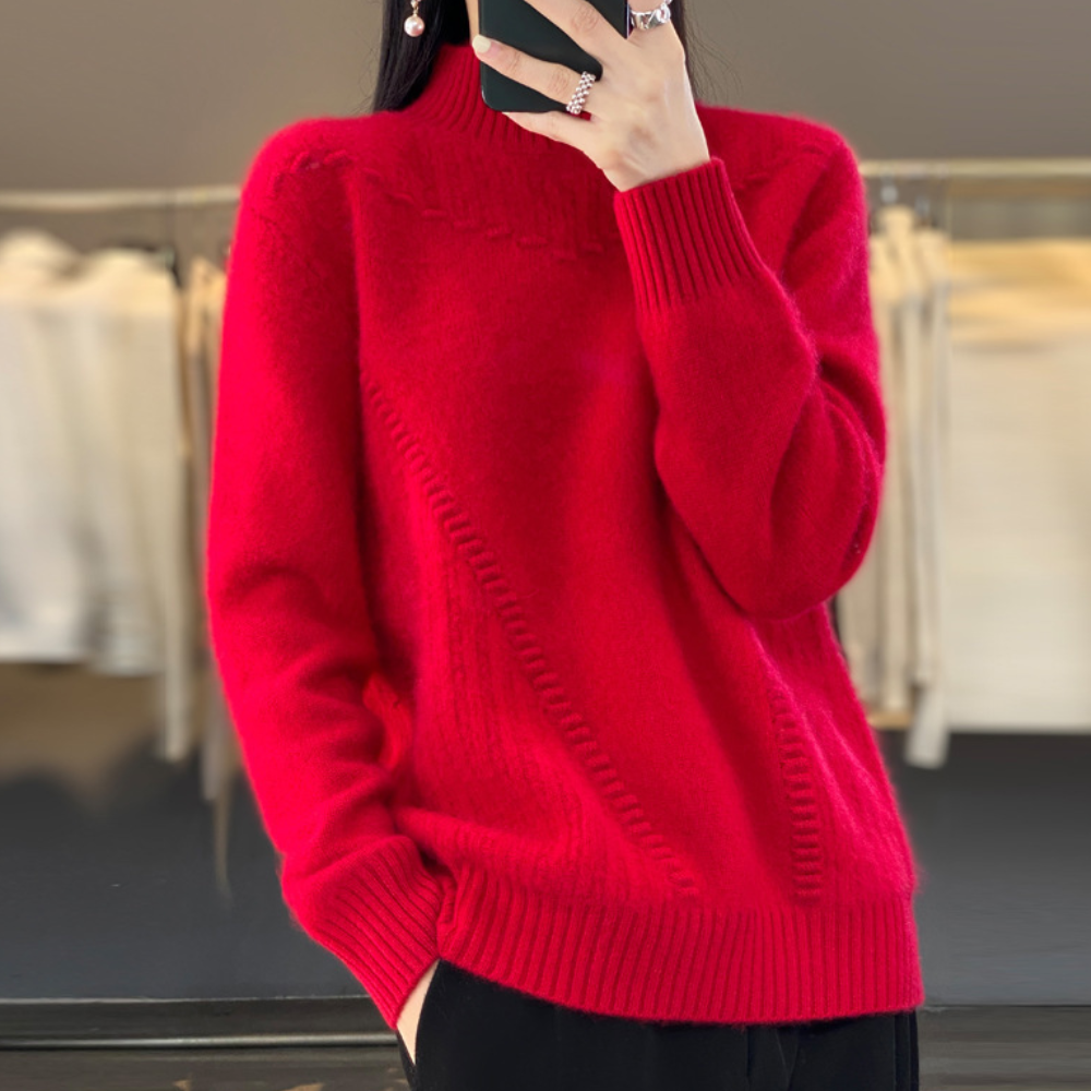 Amira –  Diagonal Stitch Knit Sweater