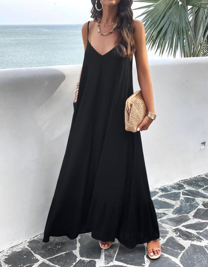 Indira – Straps and Ruffle Hem Maxi Dress