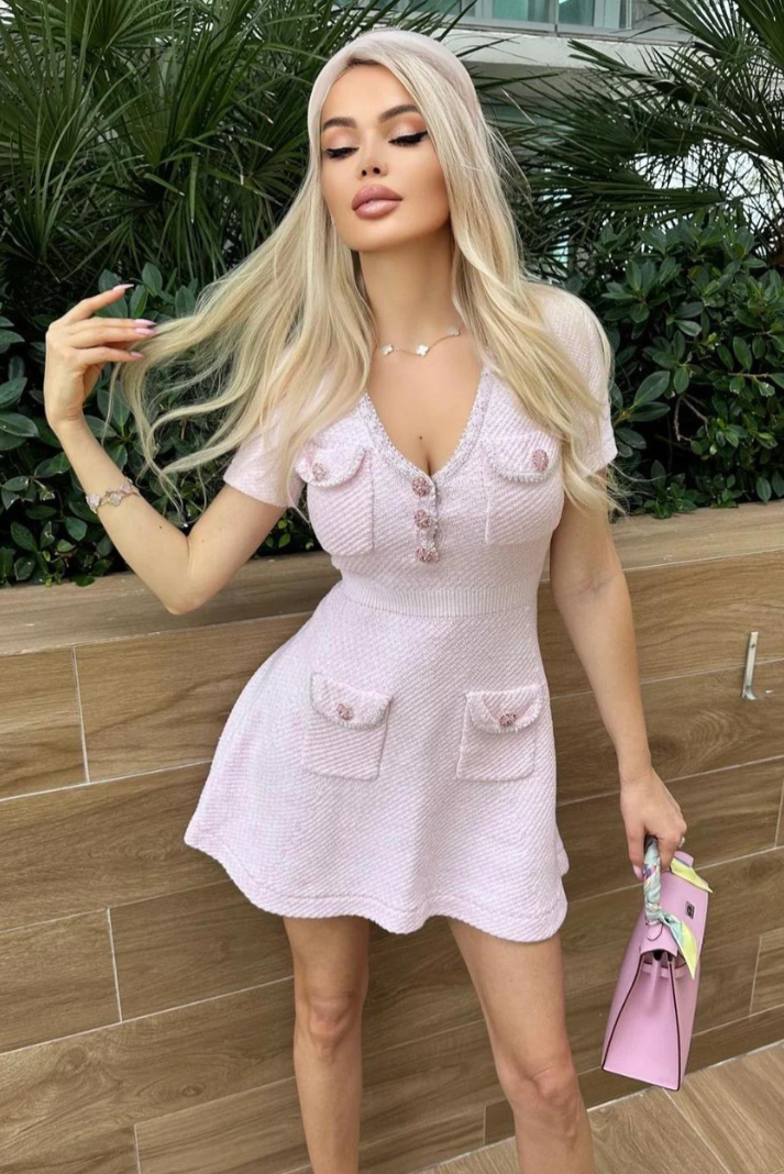 Rebekah – Elegant Buttoned Mini Dress