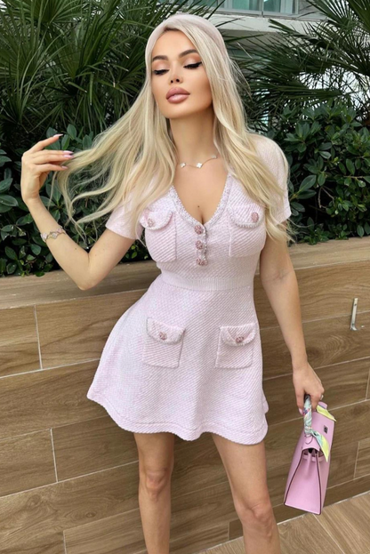 Rebekah – Elegant Buttoned Mini Dress