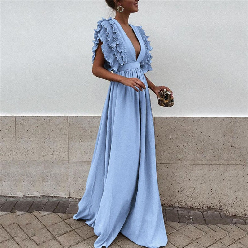 Hazel – Ruffled Sleeve Maxi Dress