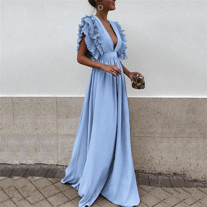 Hazel – Ruffled Sleeve Maxi Dress