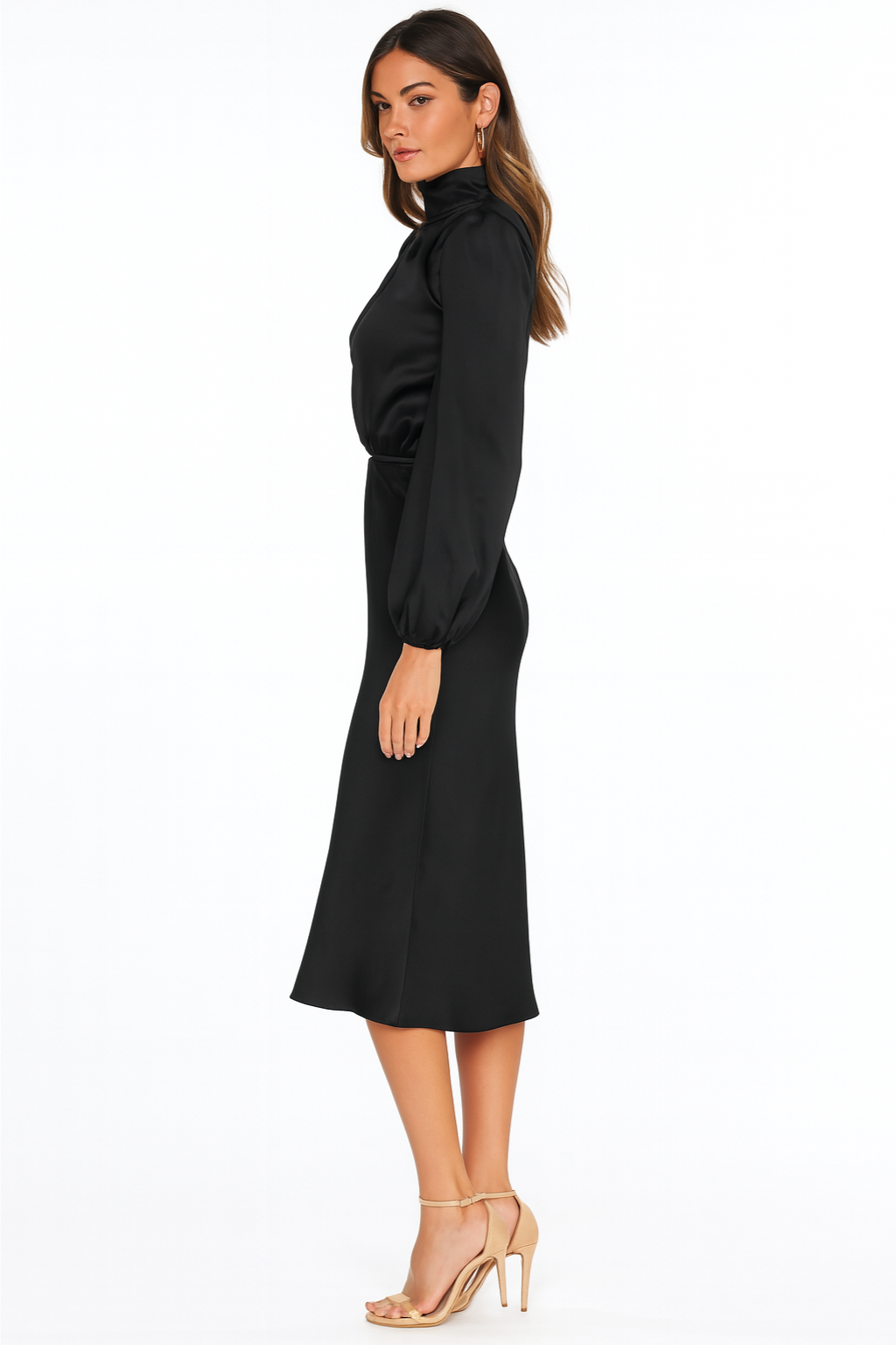 Grace – Long Sleeve Satin Dress