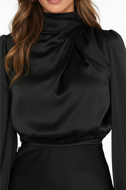 Grace – Long Sleeve Satin Dress