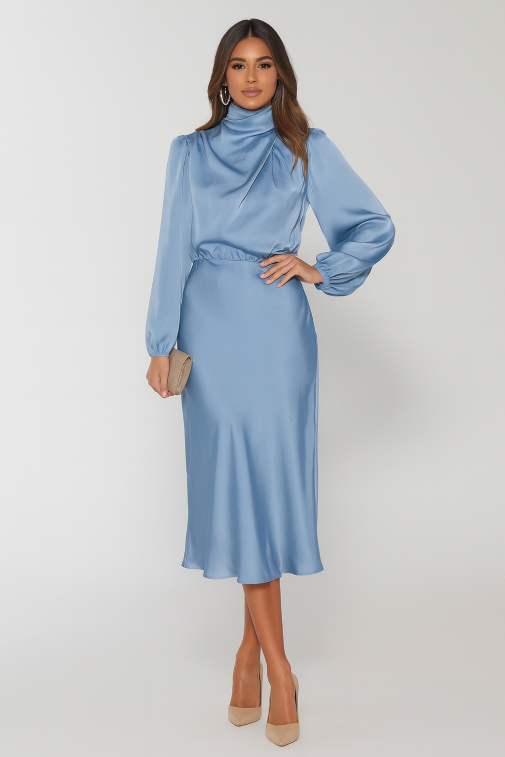 Grace – Long Sleeve Satin Dress