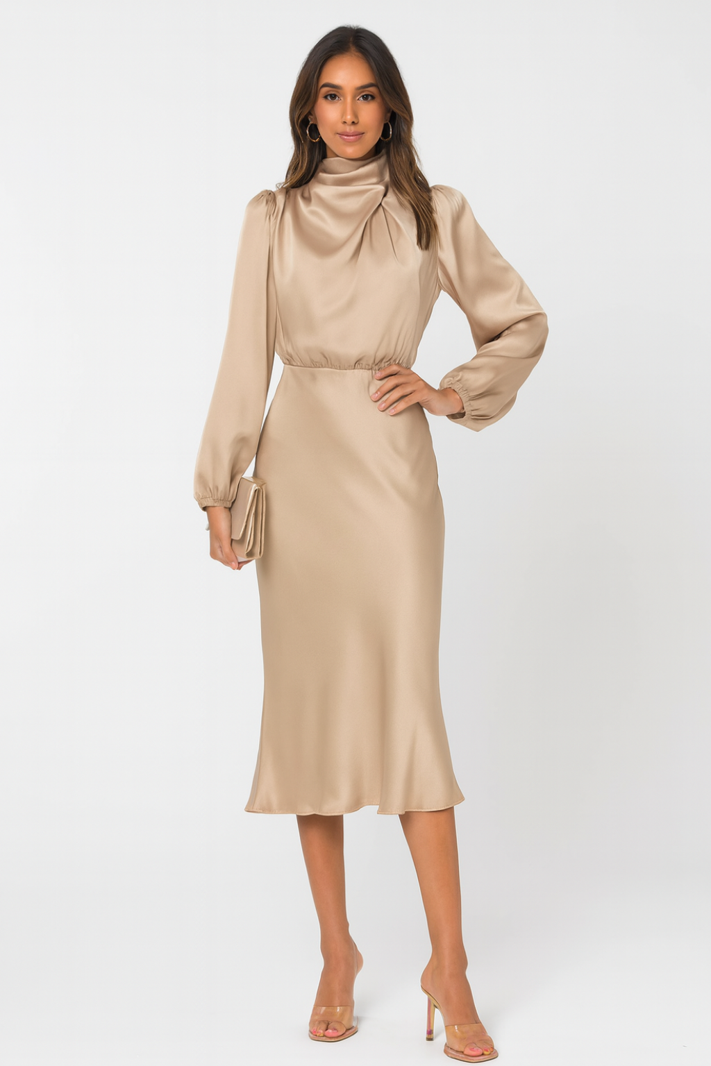Grace – Long Sleeve Satin Dress