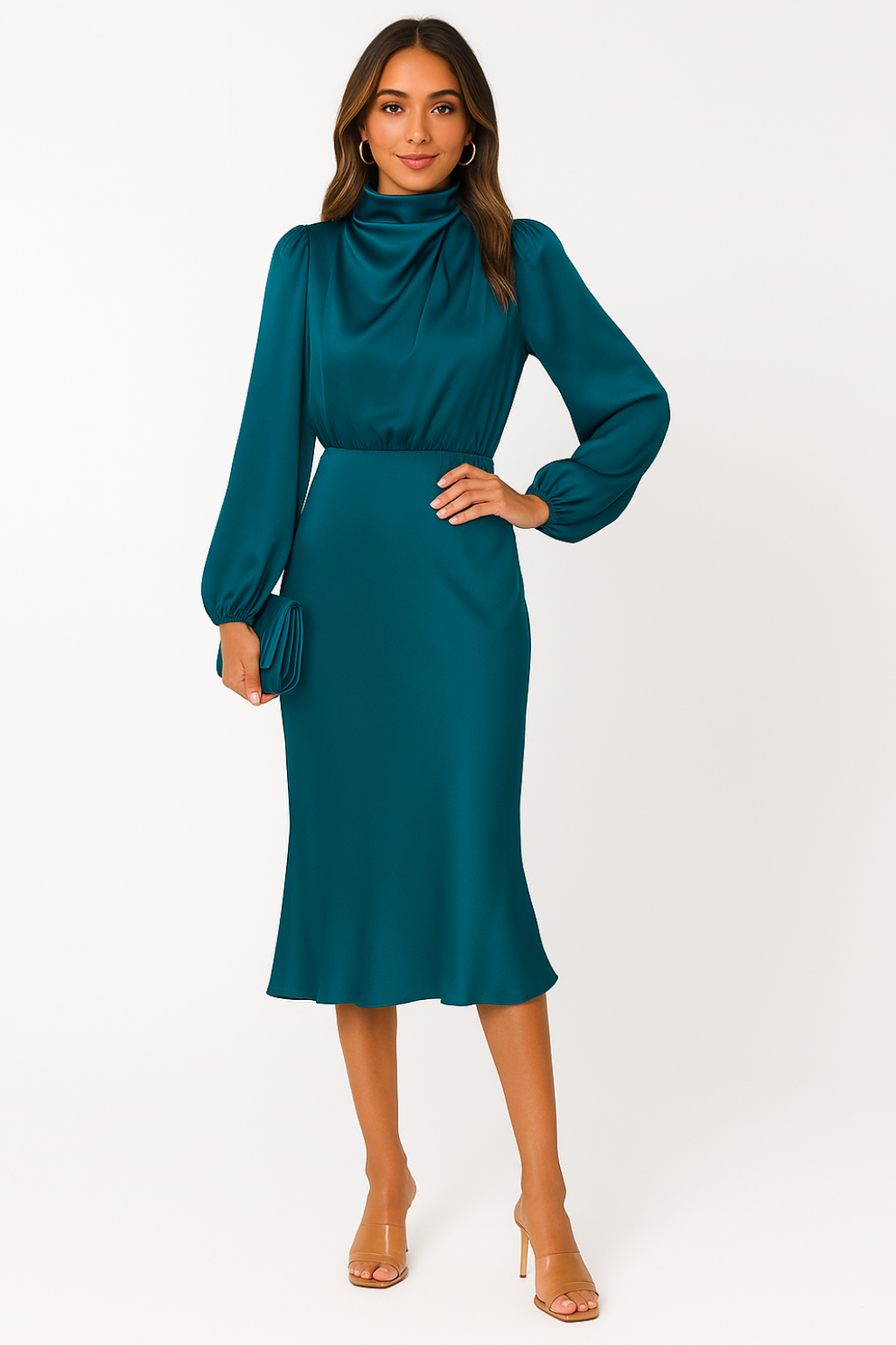Grace – Long Sleeve Satin Dress