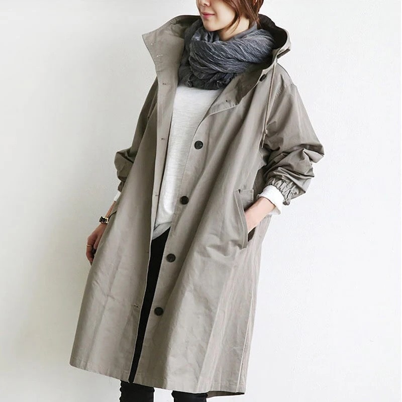 Giselle – Elegant High-neck Trench Coat