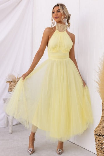 Roma – Elegant Halter Neck Midi Dress