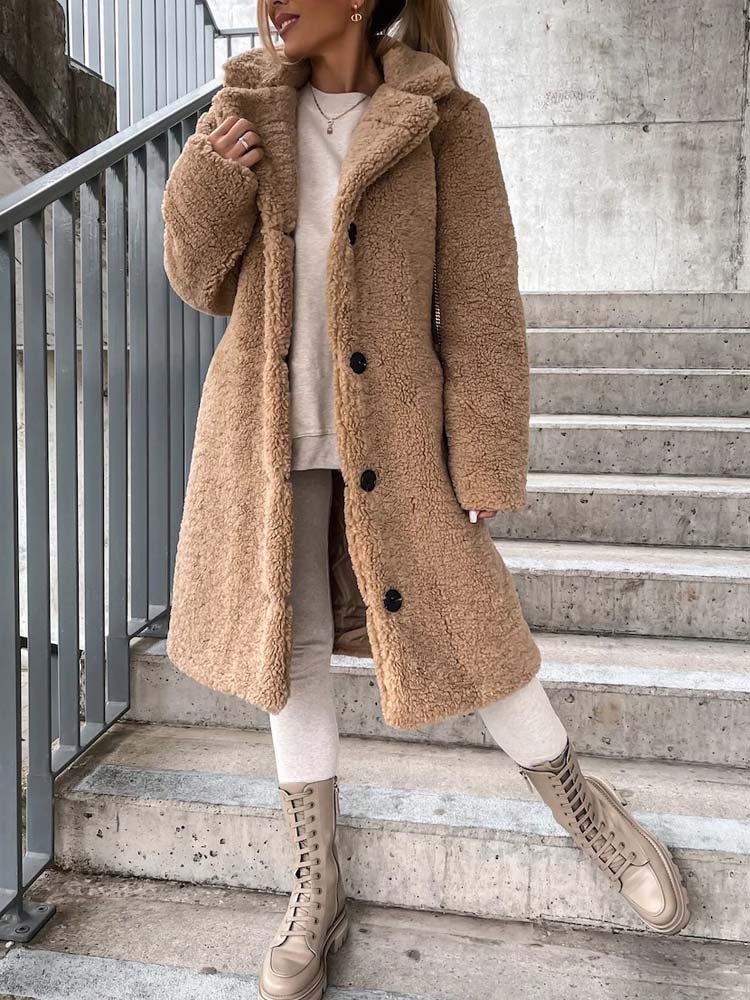 Rosalie – Warm Long Teddy Coat