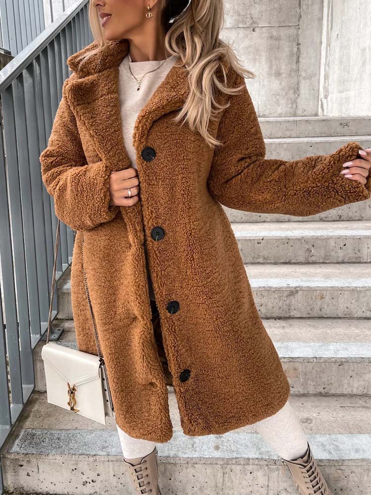 Rosalie – Warm Long Teddy Coat