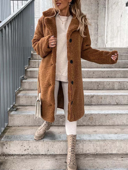 Rosalie – Warm Long Teddy Coat