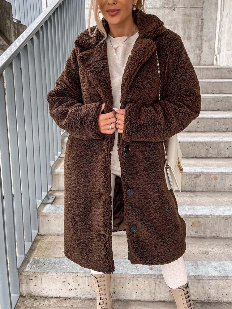 Rosalie – Warm Long Teddy Coat