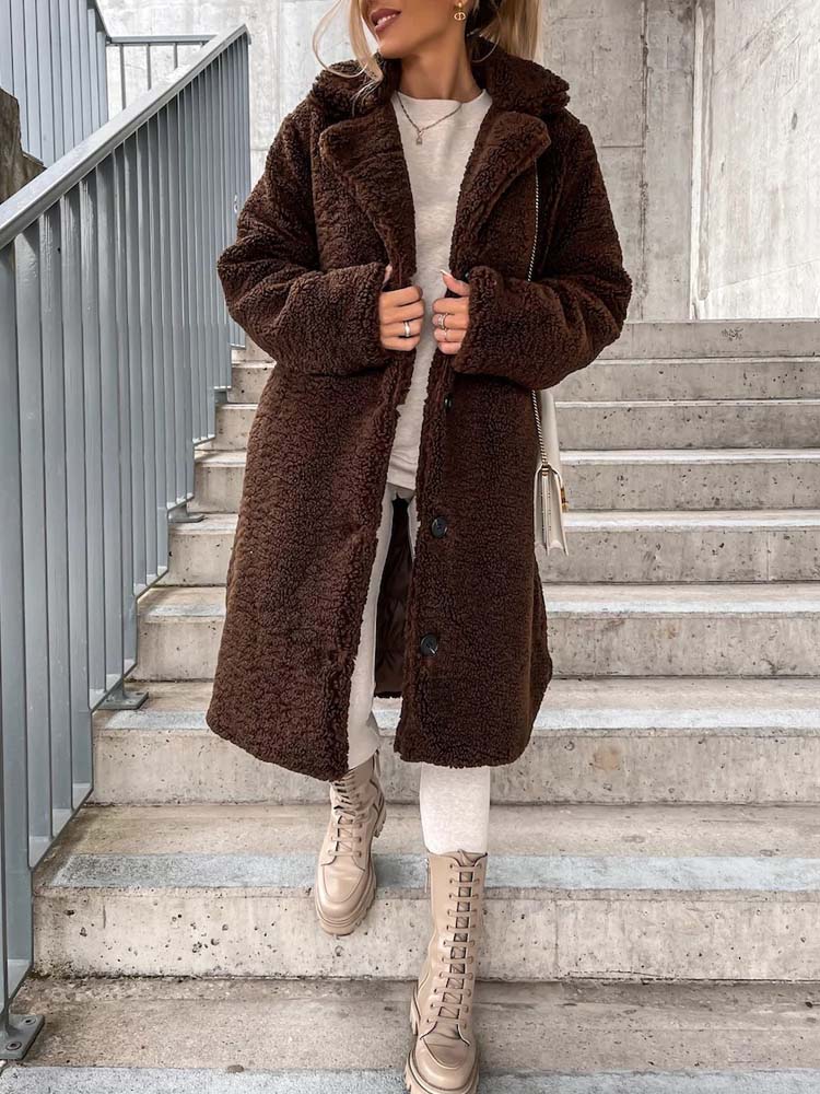 Rosalie – Warm Long Teddy Coat