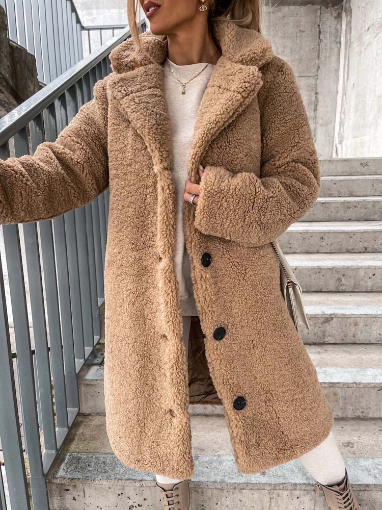 Rosalie – Warm Long Teddy Coat