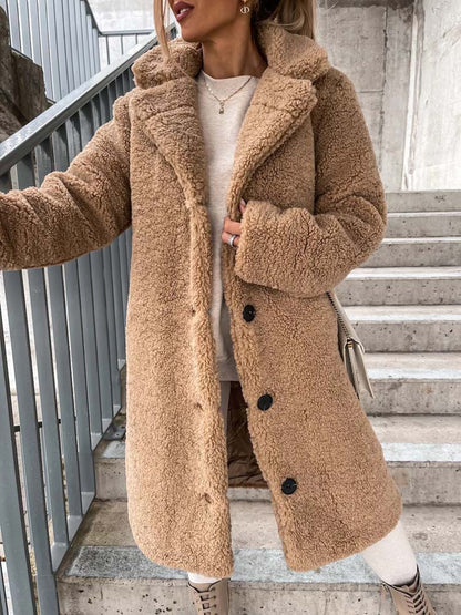 Rosalie – Warm Long Teddy Coat