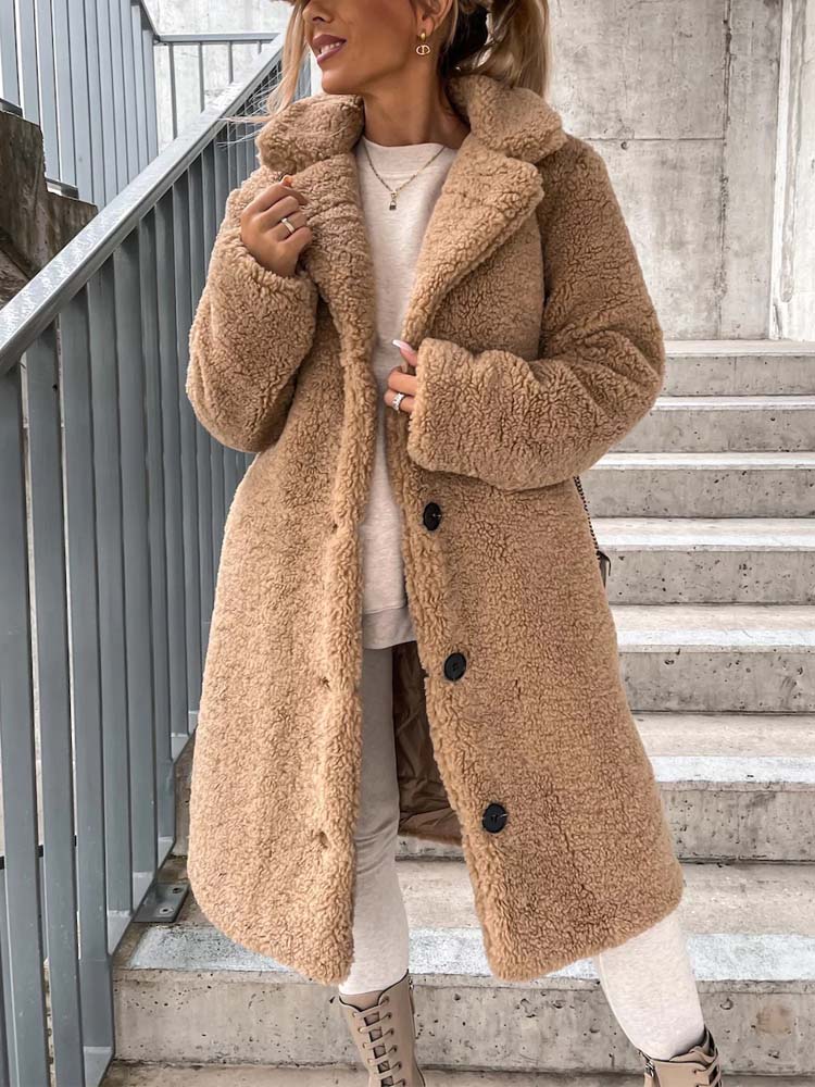Rosalie – Warm Long Teddy Coat