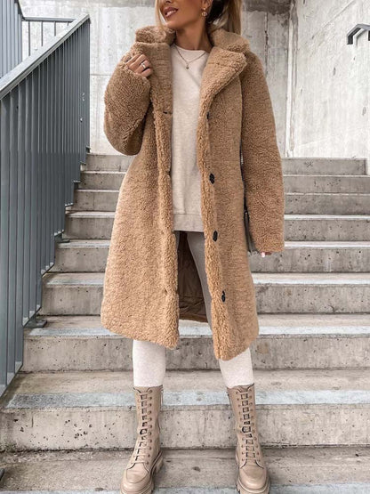 Rosalie – Warm Long Teddy Coat