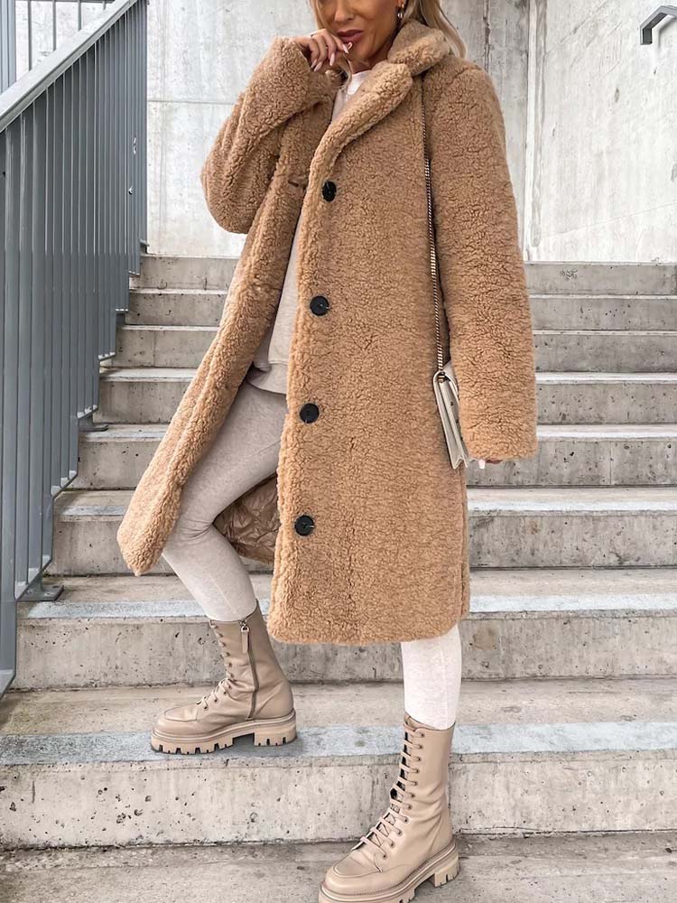 Rosalie – Warm Long Teddy Coat