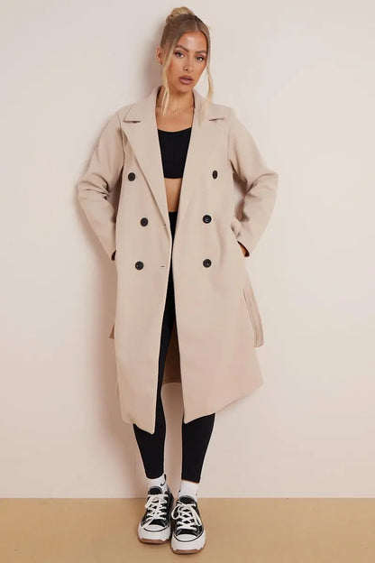 Selene – Elegant Belted Long Coat