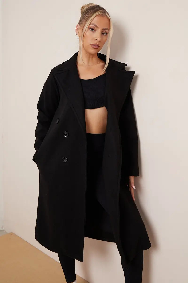 Selene – Elegant Belted Long Coat