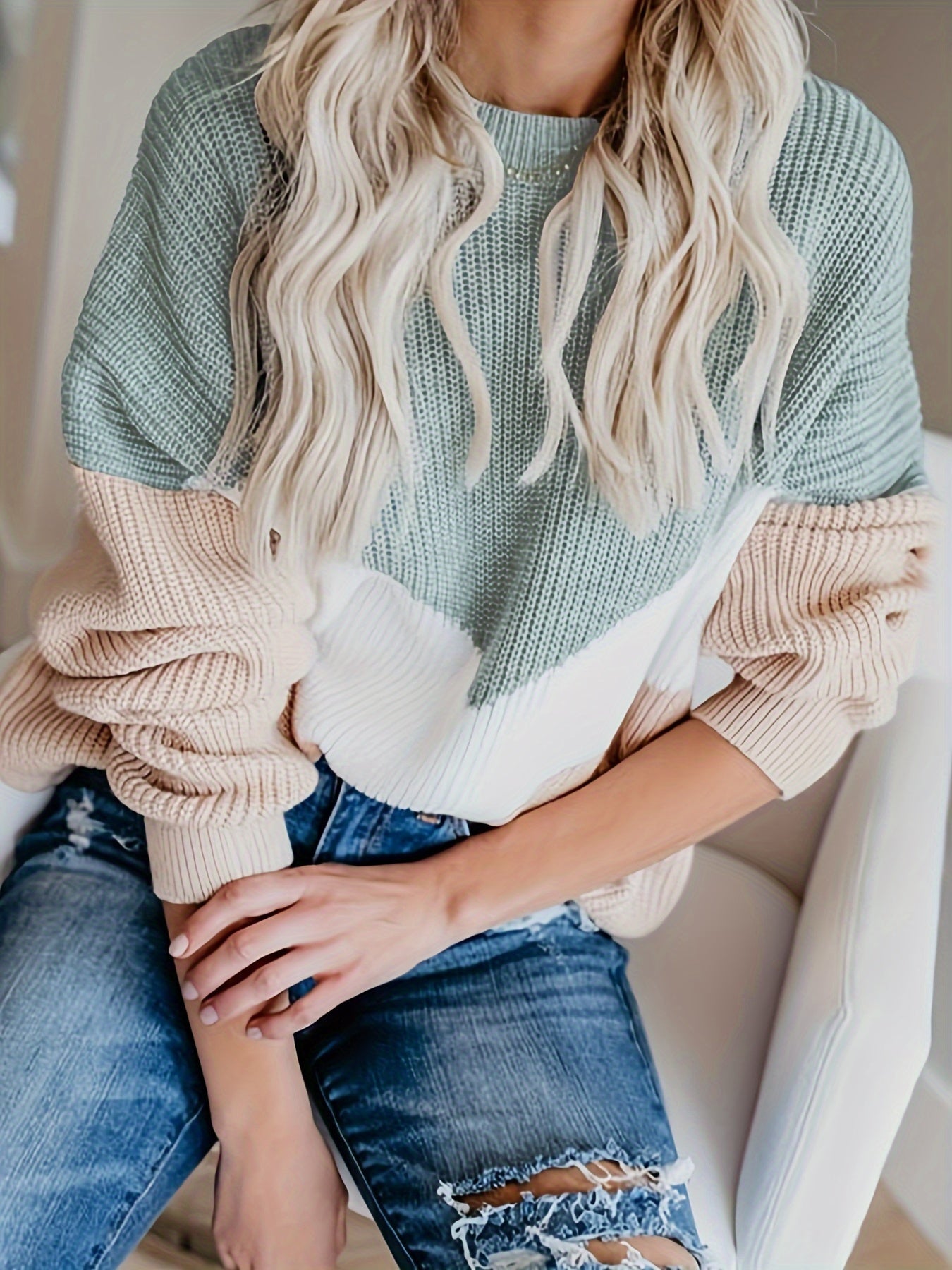 Nella – Color Block Rib-Knit Sweater