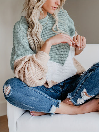 Nella – Color Block Rib-Knit Sweater