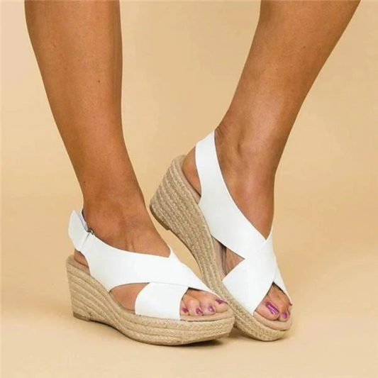 Liora – Cross-Strap Wedge Sandals