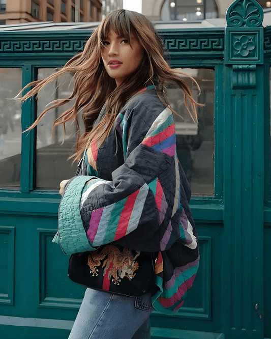 Callie - Oversized Vintage Jacket With Vibrant Patchwork Design