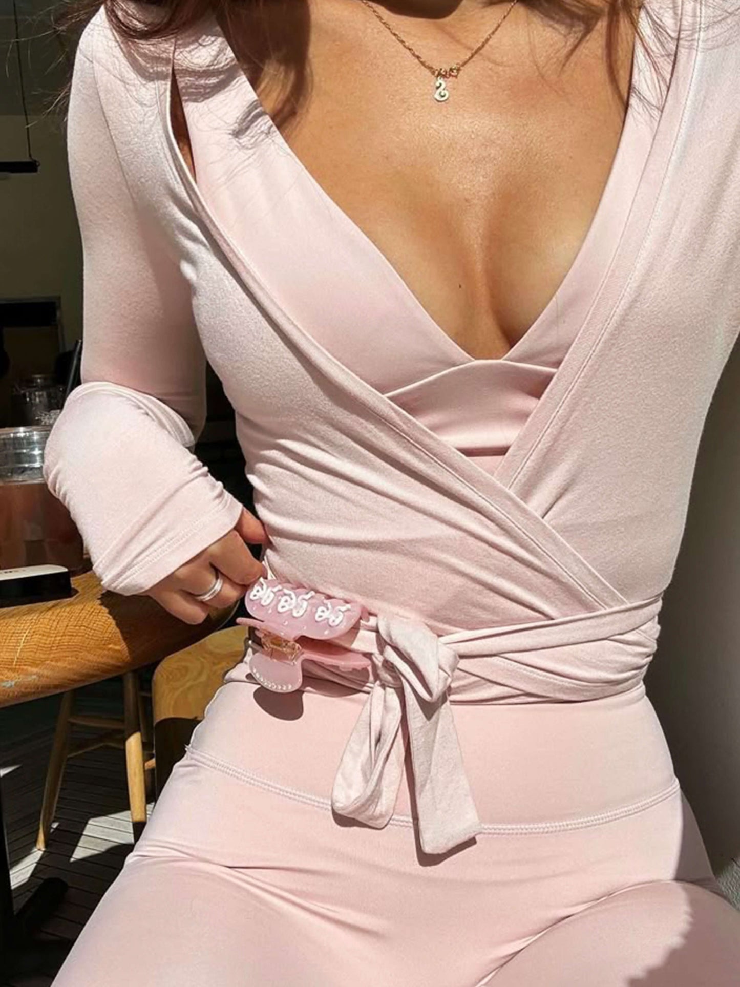 Lucy – Wrap Tie Long Sleeve Top