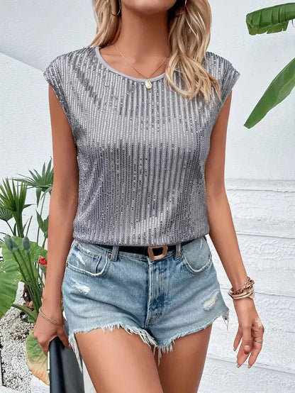 Linda – Sleeveless Glittery Blouse