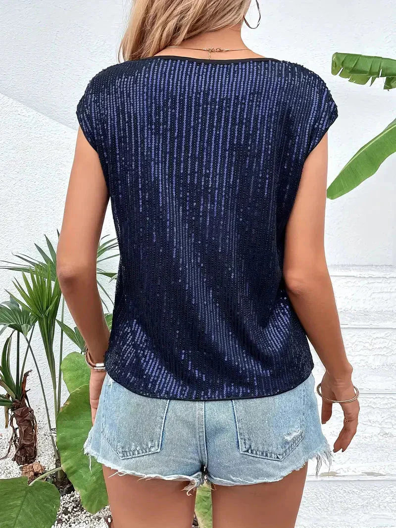Linda – Sleeveless Glittery Blouse